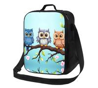 TRSGKSQP Insulated Lunch Bag for Women Men Lunchbox Owls on a Branch Reusable Lunch Box Leakproof Cooler Bag with Adjustable Shoulder Strap Lunch Tote Bags for Work, Travel,Outdoor