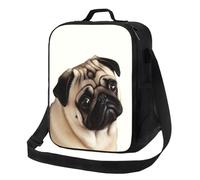 TRSGKSQP Insulated Lunch Bag for Women Men Lunchbox Pug Dog Reusable Lunch Box Leakproof Cooler Bag with Adjustable Shoulder Strap Lunch Tote Bags for Work, Travel,Outdoor