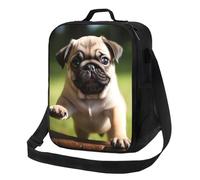 TRSGKSQP Insulated Lunch Bag for Women Men Lunchbox Pug Puppies Reusable Lunch Box Leakproof Cooler Bag with Adjustable Shoulder Strap Lunch Tote Bags for Work, Travel,Outdoor