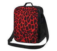 TRSGKSQP Insulated Lunch Bag for Women Men Lunchbox Red Leopard Pattern Reusable Lunch Box Leakproof Cooler Bag with Adjustable Shoulder Strap Lunch Tote Bags for Work, Travel,Outdoor