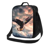 TRSGKSQP Insulated Lunch Bag for Women Men Lunchbox The Eagle Flies Bravely in The Sky Reusable Lunch Box Leakproof Cooler Bag with Adjustable Shoulder Strap Lunch Tote Bags for Work, Travel,Outdoor
