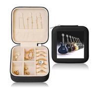 TRSGKSQP Jewelry Box for Women Leather Travel Jewelry Case electric guitar Portable Jewelry Organizer Box Mini Travel Case with Zipper for Earrings Bracelets Rings