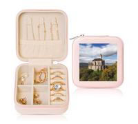 TRSGKSQP Jewelry Box for Women Leather Travel Jewelry Case Historical monuments of Armenia Portable Jewelry Organizer Box Mini Travel Case with Zipper for Earrings Bracelets Rings