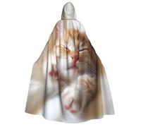 TRSGKSQP Kitten Sleeps Adults Hooded Cloak Halloween Cloak Long Hood Robe Cape Cosplay Costume