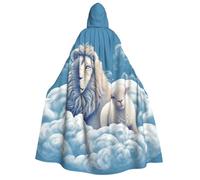 TRSGKSQP Lamb with A Lion On The Clouds Adults Hooded Cloak Halloween Cloak Long Hood Robe Cape Cosplay Costume
