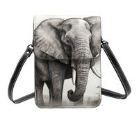 TRSGKSQP Leather Small Crossbody Bags for Women Cell Phone Purse Cellphone Wallet Elephant Sketch Cell Phone Bag