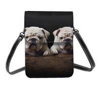 TRSGKSQP Leather Small Crossbody Bags for Women Cell Phone Purse Cellphone Wallet Little White Bulldog Cell Phone Bag