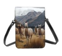 TRSGKSQP Leather Small Crossbody Bags for Women Cell Phone Purse Cellphone Wallet Llamas in the andes Cell Phone Bag