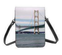 TRSGKSQP Leather Small Crossbody Bags for Women Cell Phone Purse Cellphone Wallet Mackinac Suspension Bridge Cell Phone Bag