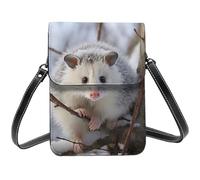 TRSGKSQP Leather Small Crossbody Bags for Women Cell Phone Purse Cellphone Wallet Opossum In Snow Cell Phone Bag