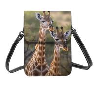 TRSGKSQP Leather Small Crossbody Bags for Women Cell Phone Purse Cellphone Wallet Two Giraffes Cell Phone Bag