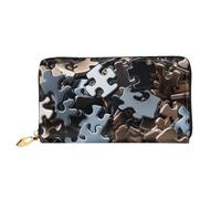 TRSGKSQP Leather Wallet for Women Men Bifold Wallet Ultra Slim Credit Card Holder A Bunch of Puzzle Pieces Ladies Clutch Purse