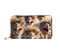 TRSGKSQP Leather Wallet for Women Men Bifold Wallet Ultra Slim Credit Card Holder A Flock of Ostriches Ladies Clutch Purse