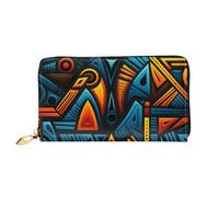 TRSGKSQP Leather Wallet for Women Men Bifold Wallet Ultra Slim Credit Card Holder African Style Textile Pattern Ladies Clutch Purse