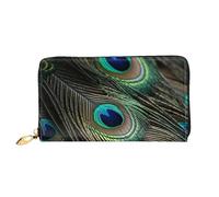 TRSGKSQP Leather Wallet for Women Men Bifold Wallet Ultra Slim Credit Card Holder Beautiful Peacock Feathers Ladies Clutch Purse