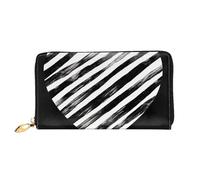 TRSGKSQP Leather Wallet for Women Men Bifold Wallet Ultra Slim Credit Card Holder Black and White Striped Heart Ladies Clutch Purse