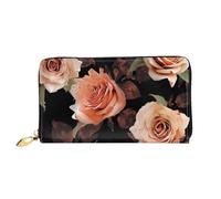 TRSGKSQP Leather Wallet for Women Men Bifold Wallet Ultra Slim Credit Card Holder Black Peach Rose Ladies Clutch Purse