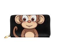TRSGKSQP Leather Wallet for Women Men Bifold Wallet Ultra Slim Credit Card Holder Cartoon Brown Monkey Ladies Clutch Purse