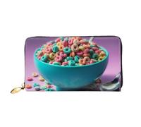 TRSGKSQP Leather Wallet for Women Men Bifold Wallet Ultra Slim Credit Card Holder Cereal in Bowl Ladies Clutch Purse