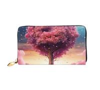 TRSGKSQP Leather Wallet for Women Men Bifold Wallet Ultra Slim Credit Card Holder Colorful Heart Tree Ladies Clutch Purse