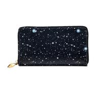 TRSGKSQP Leather Wallet for Women Men Bifold Wallet Ultra Slim Credit Card Holder Constellations and Stars Pattern Ladies Clutch Purse