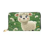 TRSGKSQP Leather Wallet for Women Men Bifold Wallet Ultra Slim Credit Card Holder Cute Cartoon Sheep Ladies Clutch Purse