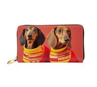 TRSGKSQP Leather Wallet for Women Men Bifold Wallet Ultra Slim Credit Card Holder Cute Dachshund Ladies Clutch Purse