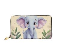 TRSGKSQP Leather Wallet for Women Men Bifold Wallet Ultra Slim Credit Card Holder Cute Elephant Ladies Clutch Purse