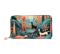 TRSGKSQP Leather Wallet for Women Men Bifold Wallet Ultra Slim Credit Card Holder Dachshund Pattern Ladies Clutch Purse