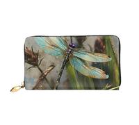 TRSGKSQP Leather Wallet for Women Men Bifold Wallet Ultra Slim Credit Card Holder Dancing Dragonfly Ladies Clutch Purse