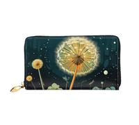 TRSGKSQP Leather Wallet for Women Men Bifold Wallet Ultra Slim Credit Card Holder Dandelions at Night Ladies Clutch Purse