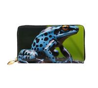 TRSGKSQP Leather Wallet for Women Men Bifold Wallet Ultra Slim Credit Card Holder Dart Frog Blue Ladies Clutch Purse