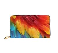 TRSGKSQP Leather Wallet for Women Men Bifold Wallet Ultra Slim Credit Card Holder Fantastic Parrot Feather Ladies Clutch Purse
