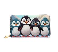 TRSGKSQP Leather Wallet for Women Men Bifold Wallet Ultra Slim Credit Card Holder Five Cute Penguins Ladies Clutch Purse