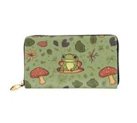 TRSGKSQP Leather Wallet for Women Men Bifold Wallet Ultra Slim Credit Card Holder Frogs and Mushrooms Ladies Clutch Purse