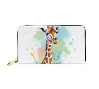 TRSGKSQP Leather Wallet for Women Men Bifold Wallet Ultra Slim Credit Card Holder Giraffe Art Illustration Ladies Clutch Purse