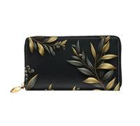 TRSGKSQP Leather Wallet for Women Men Bifold Wallet Ultra Slim Credit Card Holder Golden Olive Branch Ladies Clutch Purse