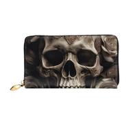 TRSGKSQP Leather Wallet for Women Men Bifold Wallet Ultra Slim Credit Card Holder Leather Rose Skull Ladies Clutch Purse