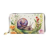 TRSGKSQP Leather Wallet for Women Men Bifold Wallet Ultra Slim Credit Card Holder Lovely Snail Ladies Clutch Purse