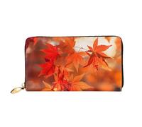 TRSGKSQP Leather Wallet for Women Men Bifold Wallet Ultra Slim Credit Card Holder Maple Leaves in The Sun Ladies Clutch Purse