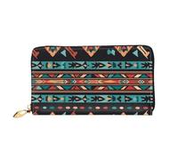 TRSGKSQP Leather Wallet for Women Men Bifold Wallet Ultra Slim Credit Card Holder Navajo Tribal Pattern Ladies Clutch Purse