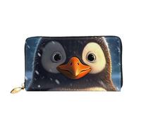 TRSGKSQP Leather Wallet for Women Men Bifold Wallet Ultra Slim Credit Card Holder Penguin in The Snow Ladies Clutch Purse