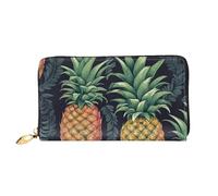TRSGKSQP Leather Wallet for Women Men Bifold Wallet Ultra Slim Credit Card Holder Pineapple Ladies Clutch Purse
