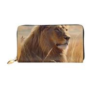 TRSGKSQP Leather Wallet for Women Men Bifold Wallet Ultra Slim Credit Card Holder Prairie Lion Ladies Clutch Purse