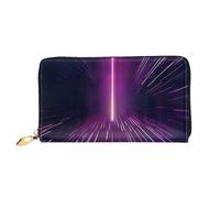 TRSGKSQP Leather Wallet for Women Men Bifold Wallet Ultra Slim Credit Card Holder Purple Rays Ladies Clutch Purse