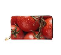 TRSGKSQP Leather Wallet for Women Men Bifold Wallet Ultra Slim Credit Card Holder Ripe Red Tomatoes Ladies Clutch Purse