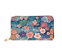 TRSGKSQP Leather Wallet for Women Men Bifold Wallet Ultra Slim Credit Card Holder Scales and Flowers Pattern Ladies Clutch Purse