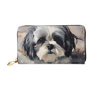 TRSGKSQP Leather Wallet for Women Men Bifold Wallet Ultra Slim Credit Card Holder Shih Tzu Ladies Clutch Purse