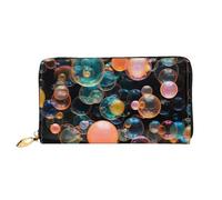 TRSGKSQP Leather Wallet for Women Men Bifold Wallet Ultra Slim Credit Card Holder Soap Bubbles Ladies Clutch Purse