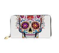 TRSGKSQP Leather Wallet for Women Men Bifold Wallet Ultra Slim Credit Card Holder Sugar Skull Ladies Clutch Purse